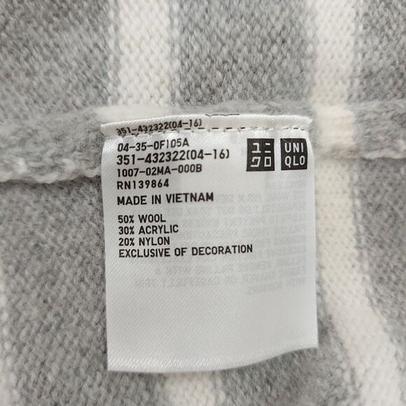 JW Anderson x Uniqlo Hoodie Womens XL Gray White Striped Wool Blend Cozy Comfy - Picture 10 of 12